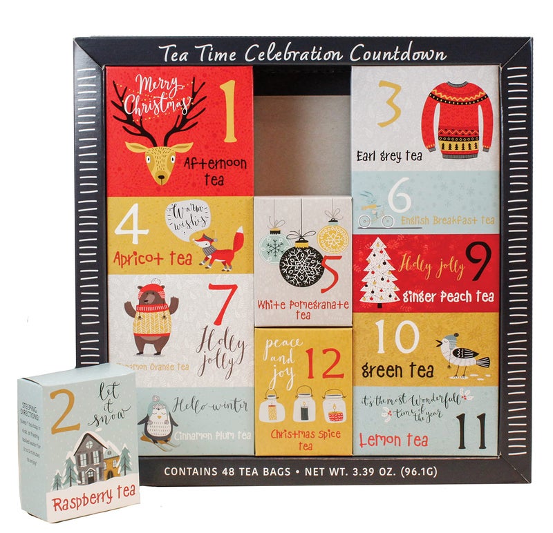 Christmas Sampler Gift 12 Days of Coffees, Teas or Cocoas (Hot Chocolate) for Christmas Gourmet Gift Box Set - Best Xmas Present For Friends, Family, Corporate, Coworkers, or Teachers (Tea) - Image 2